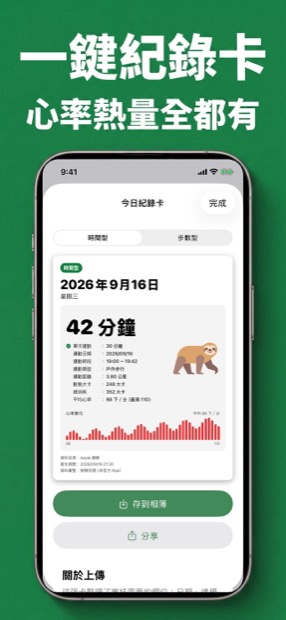紀錄卡含距離、熱量與心率變化